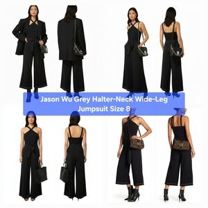 Jason Wu Grey Halter-Neck Wide-Leg Jumpsuit Size 8